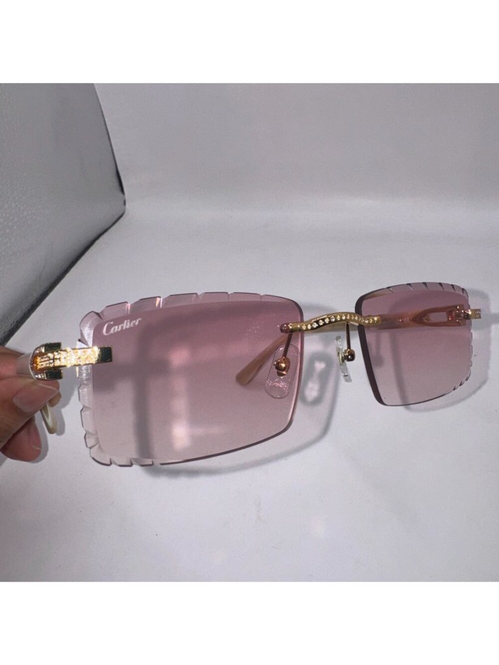 Pink Cartier Buffs Sunglasses Diamond Cuts